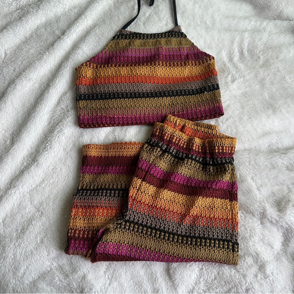 Nasty Gal Multicolor Striped Knit Set Size 2